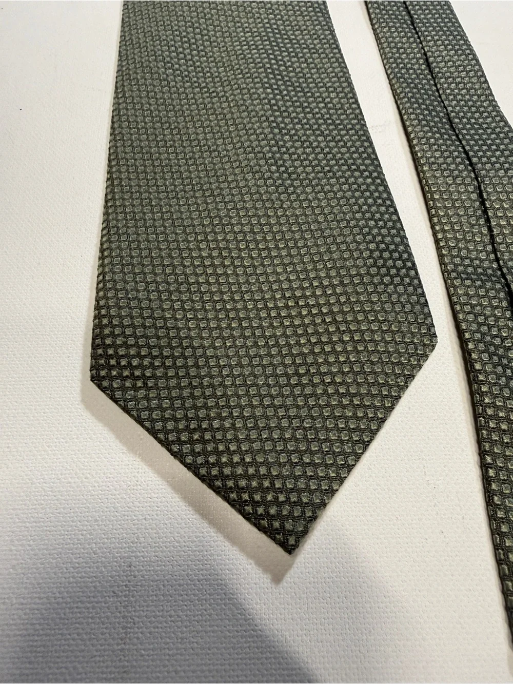 Perry Ellis Olive Green Micro-Pattern Silk Tie